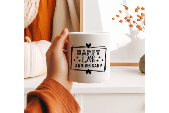 Happy 12th Anniversary Graphics for T-Shirt Designs & Creative Content